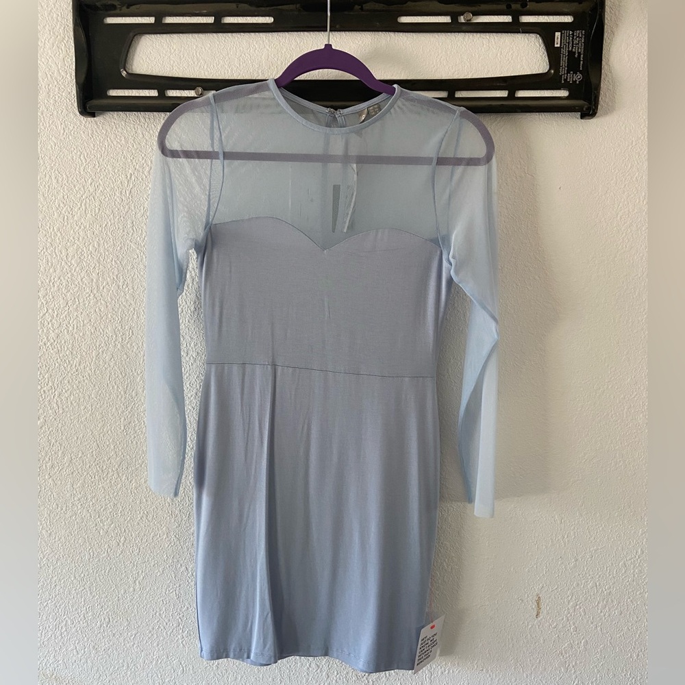 ASOS Petite Baby Blue Mesh Top Dress